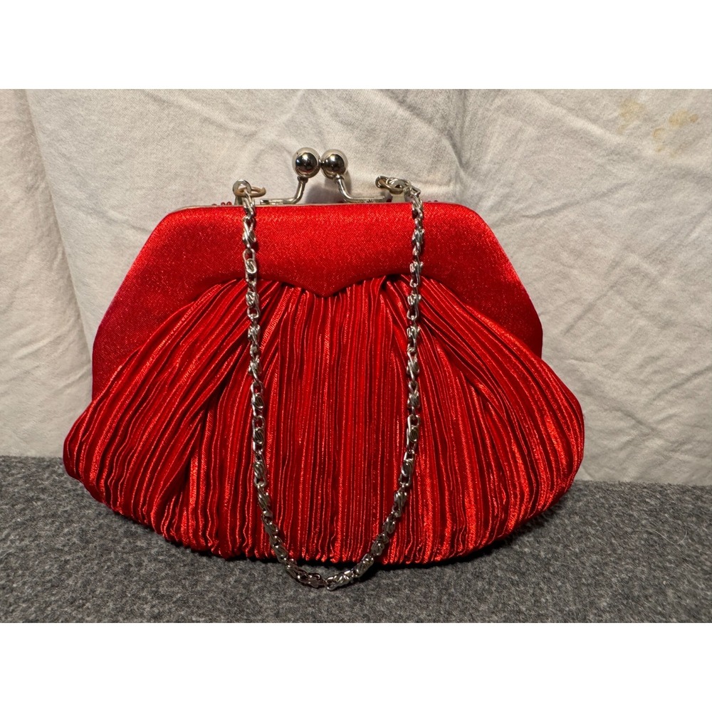 Women's Bijoux Terner Clutch Purse Red With Silver‎ accents